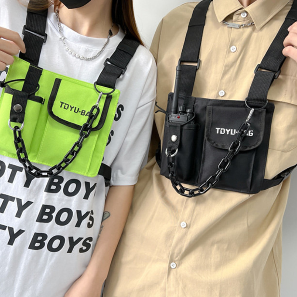 Dark Functional Chain Chest Bag