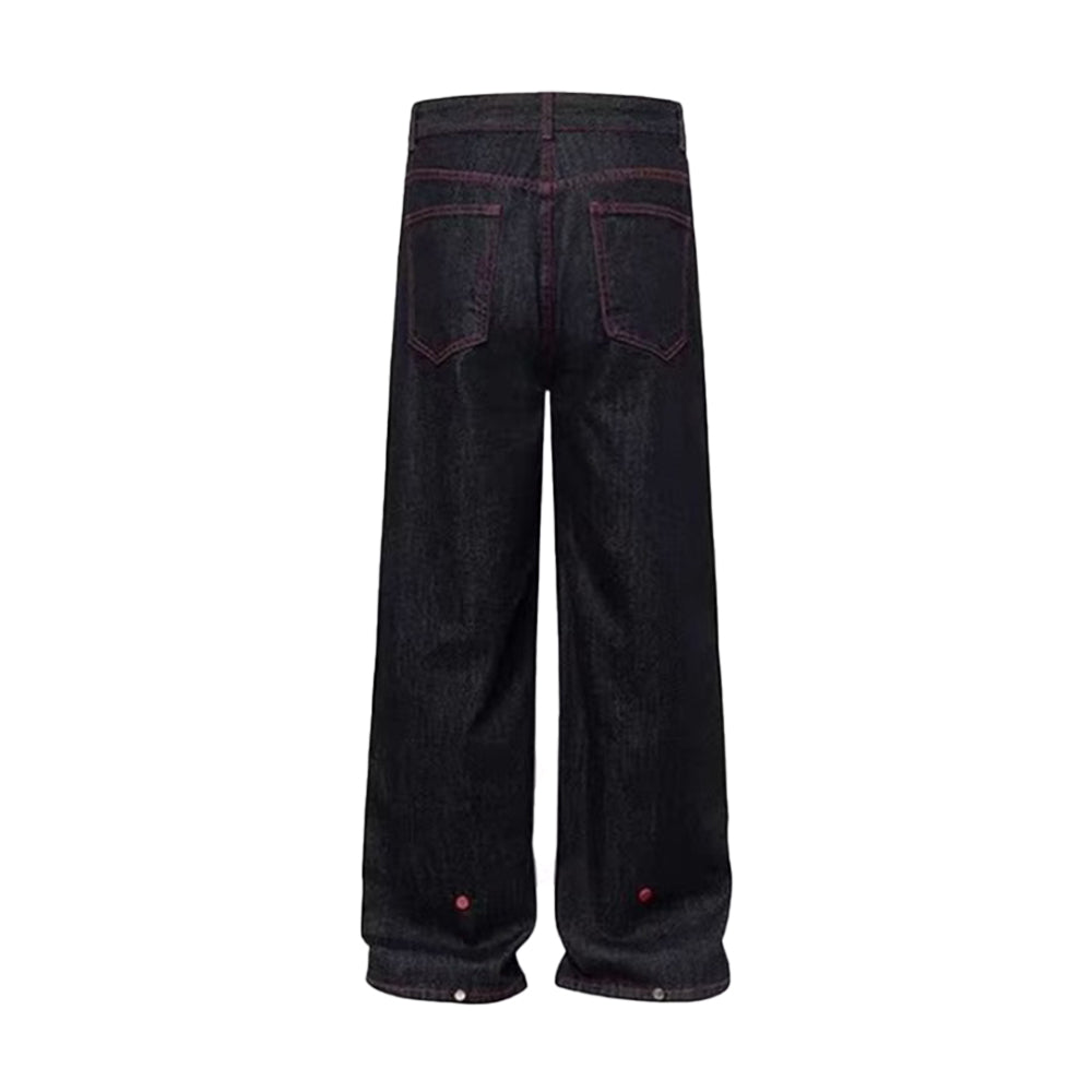 Plaid Patchwork Design Retro Jeans