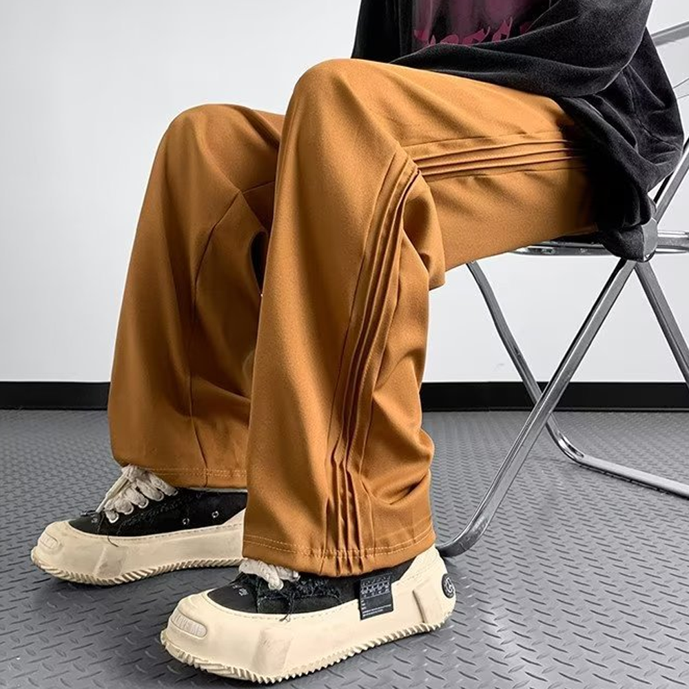 High street Retro Solid Color Straight Sweatpants