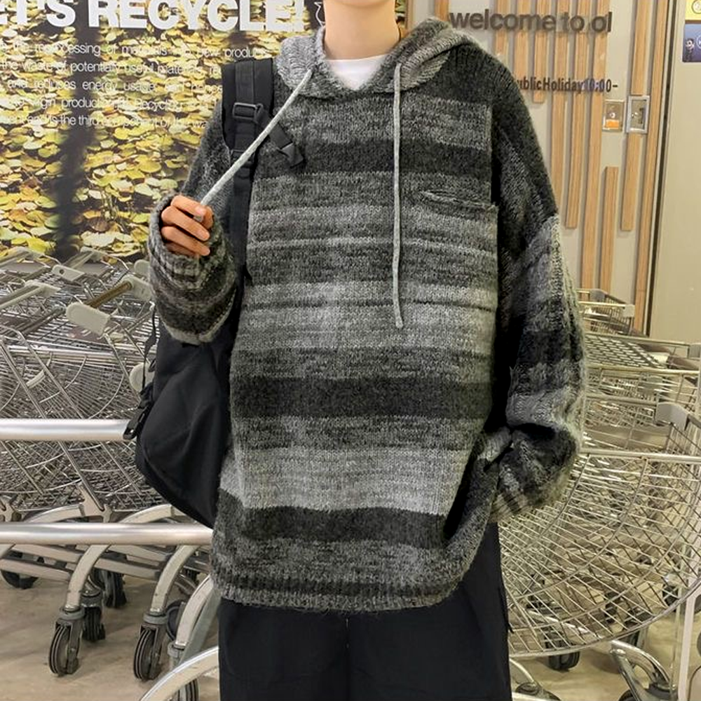 Retro Mixed Color Blending Hooded Hoodies