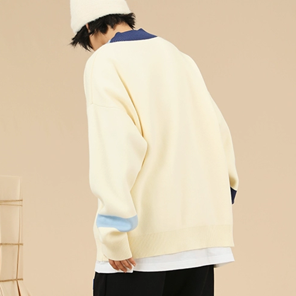 Japanese Letter Embroidery Cardigan Sweater