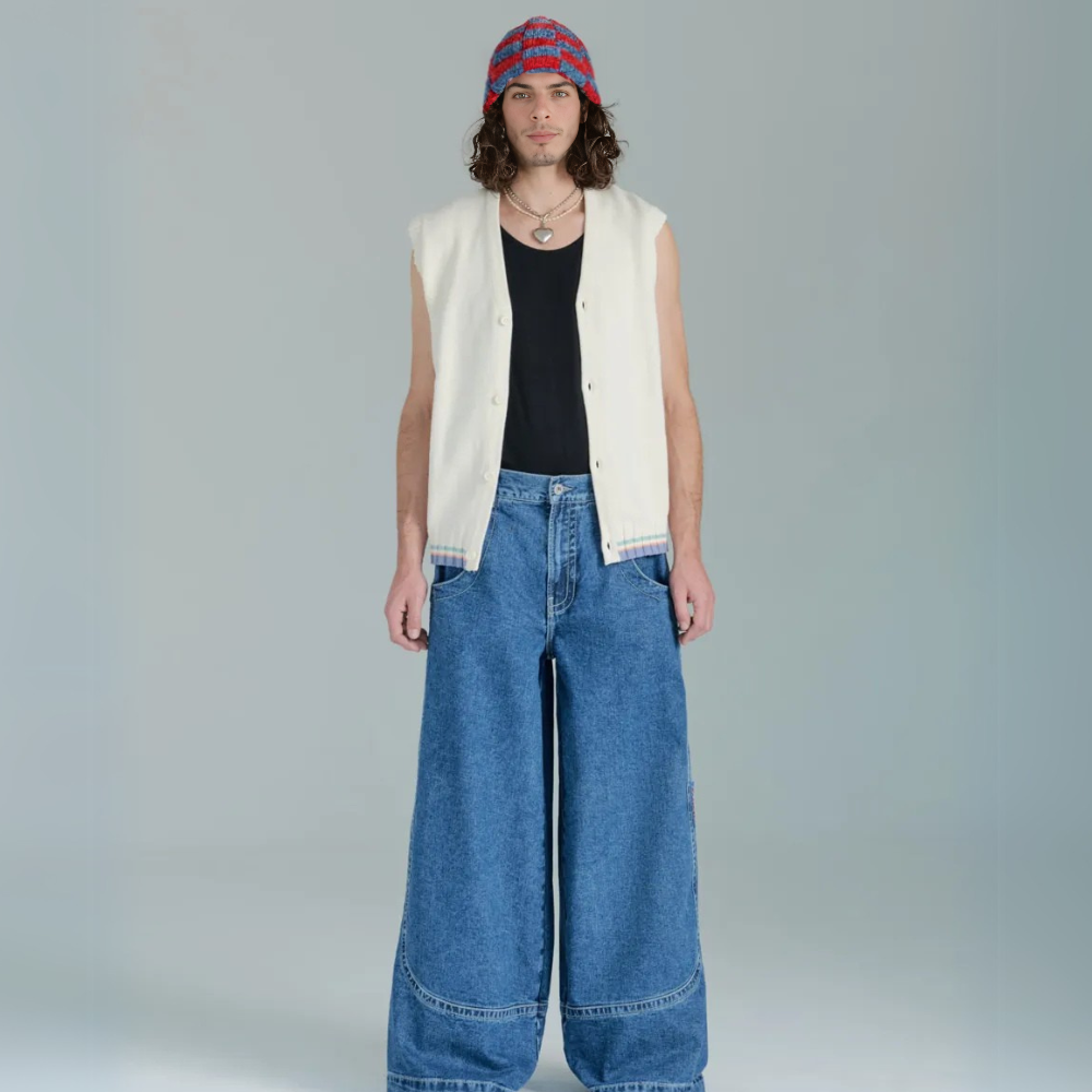 BAGGOUT Vintage y2k jeans Kangaroo men and women Harajuku casual embroidered straight