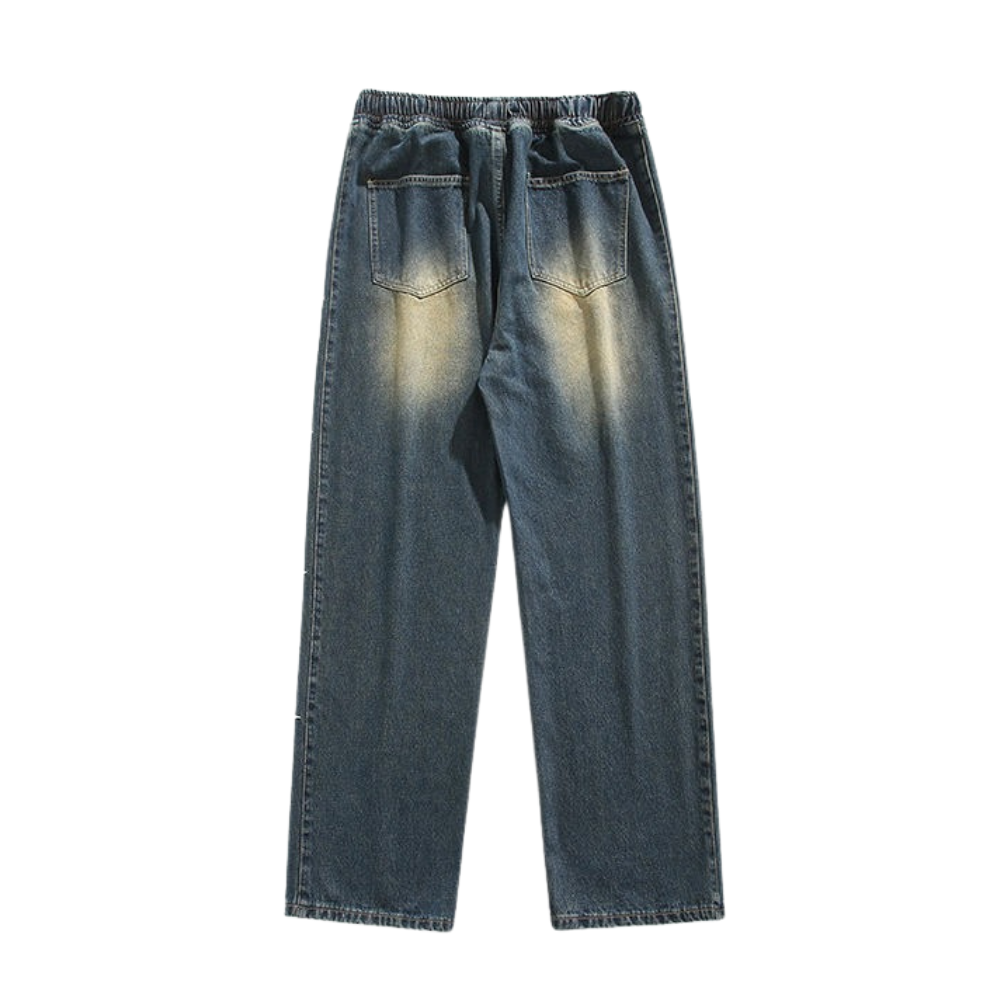 Distressed Side Star Embroidery Jeans
