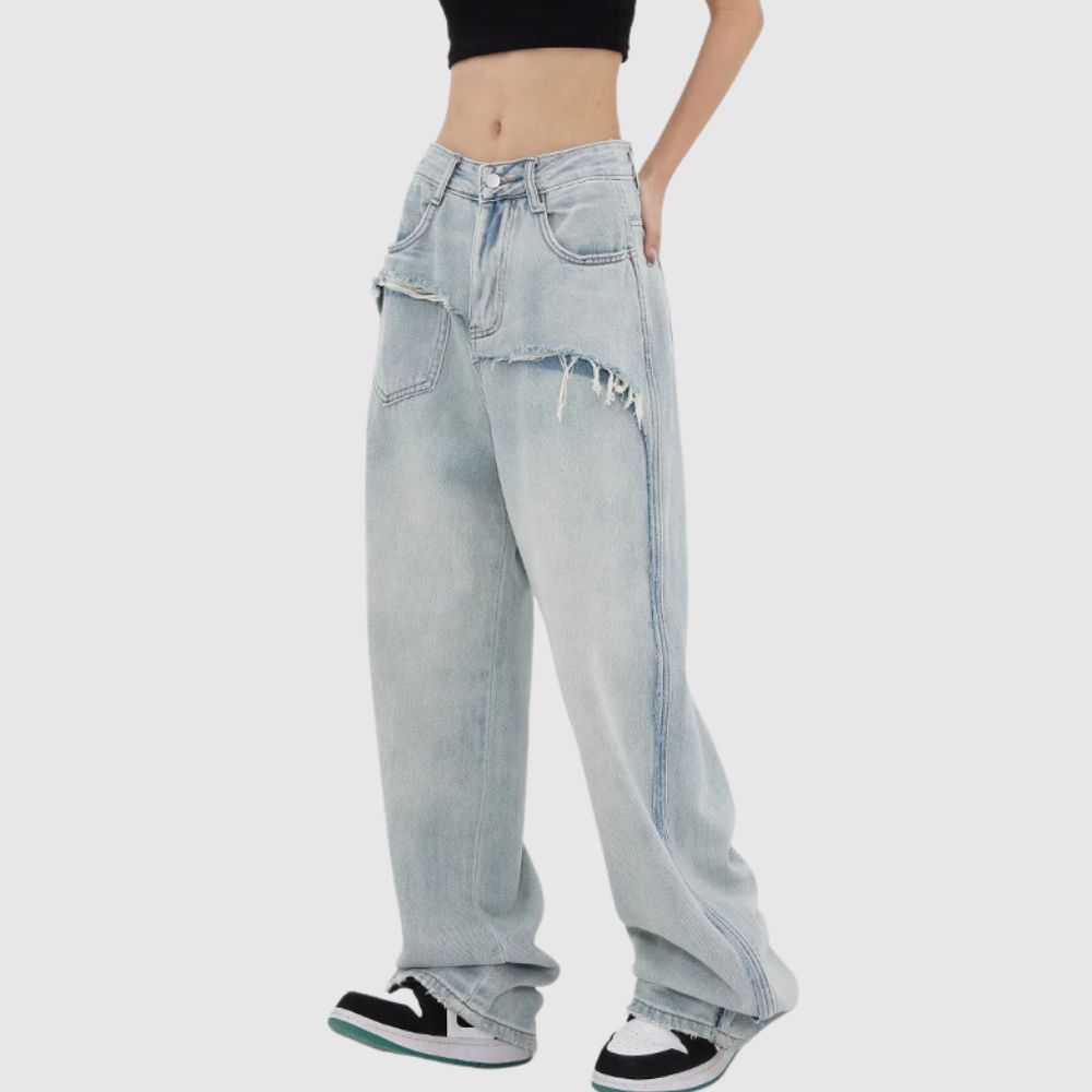 Women's Irregular Splicing Jeans