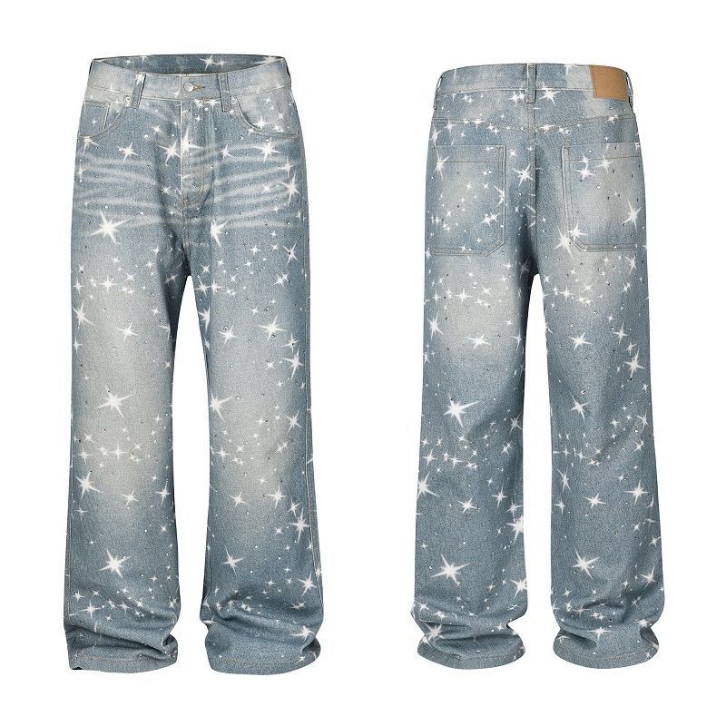 LoopStone Crystal Wash Wide-Leg Shining Stars Jeans