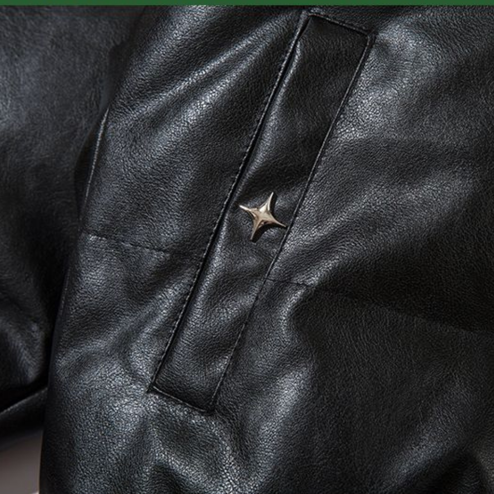 Star Letter Patch Stand Collar Coat