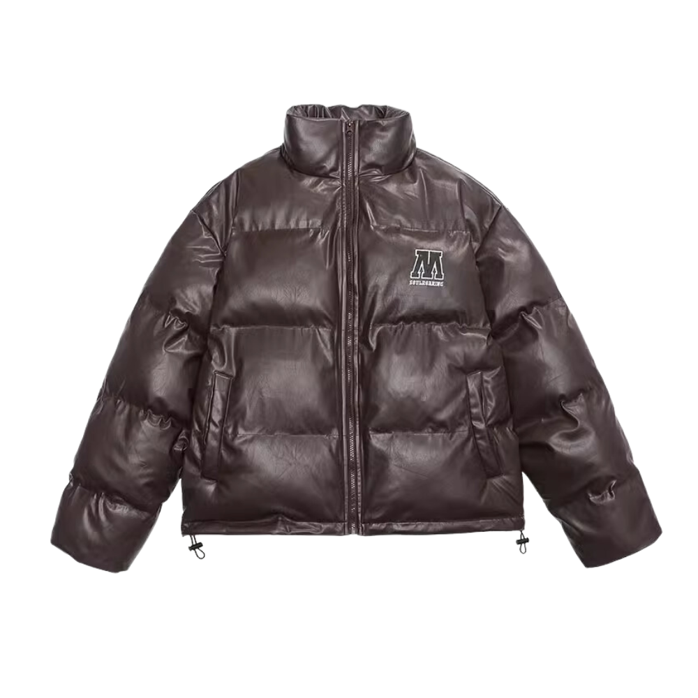 Letter M Solid Color Puffer Coat