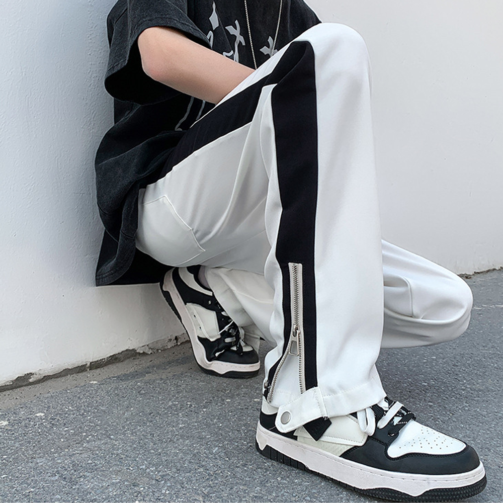 Simple Zipper and Drawstring Cargo Sweatpants