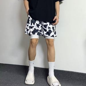 Casual Cow Leopard Drawstring Shorts