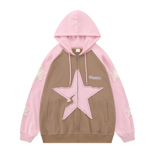 Japanese Bold Contrasting Star Hoodie