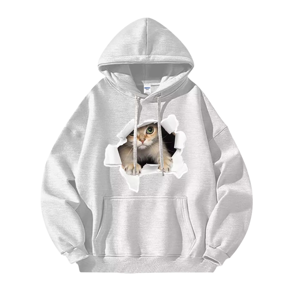 Broken Wall Cat Print Hoodie