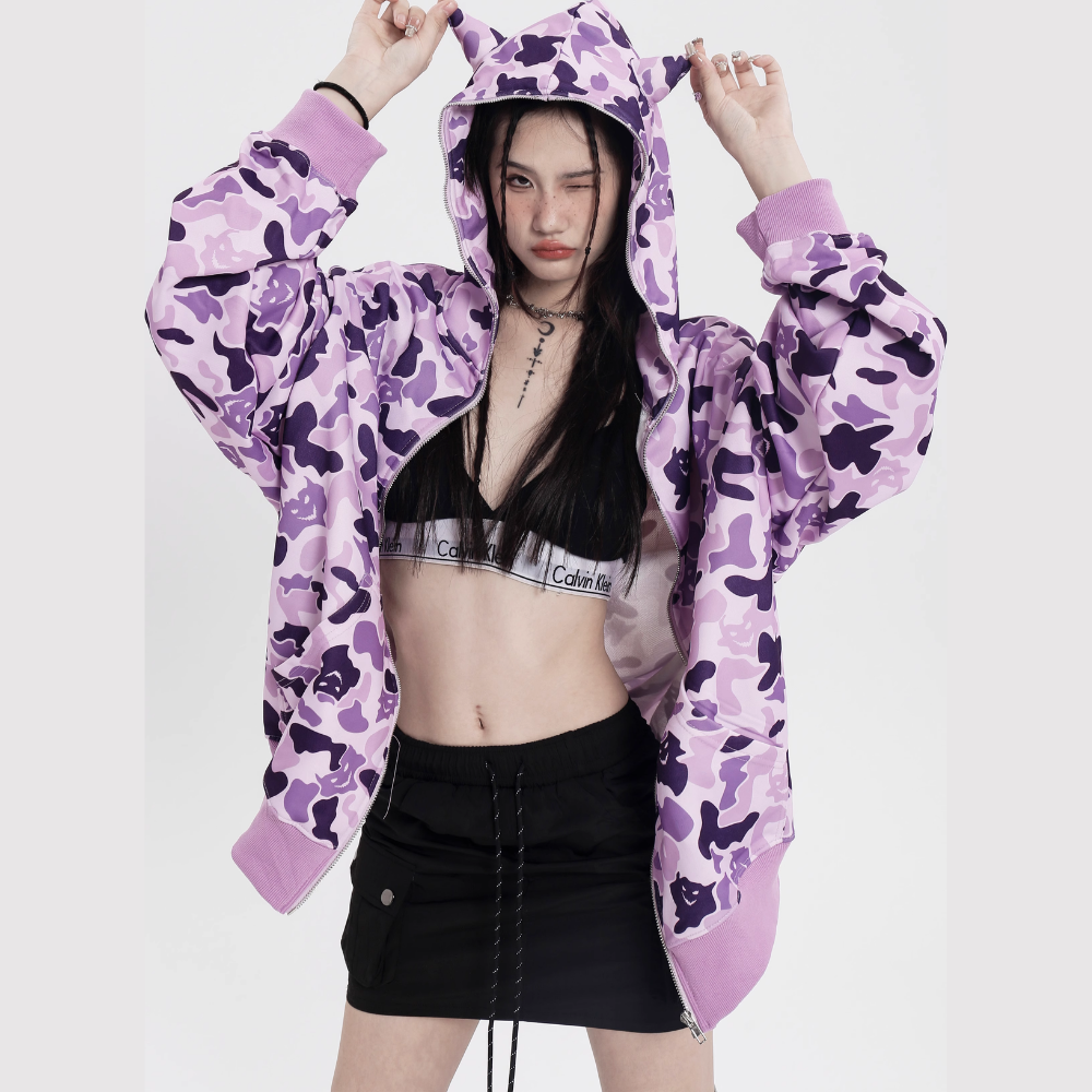 Japanese Street Devil Print Hoodie