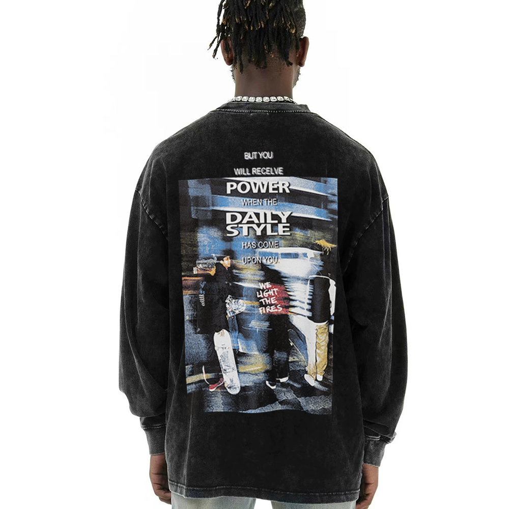 Street Skateboarding Boy Silhouette Long-Sleeve Shirt