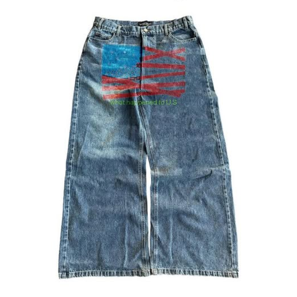 ART IN WAR What Happened to Us" Wide-Leg Jeans