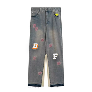 DF| Street Embroidered Patchwork Jeans