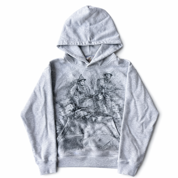 Vintage War Sketch Hoodie – Washed Graphic Streetwear Pullover (Unisex)