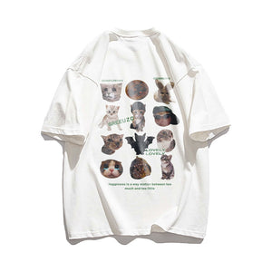 Cartoon Anime Cat Print T-shirt