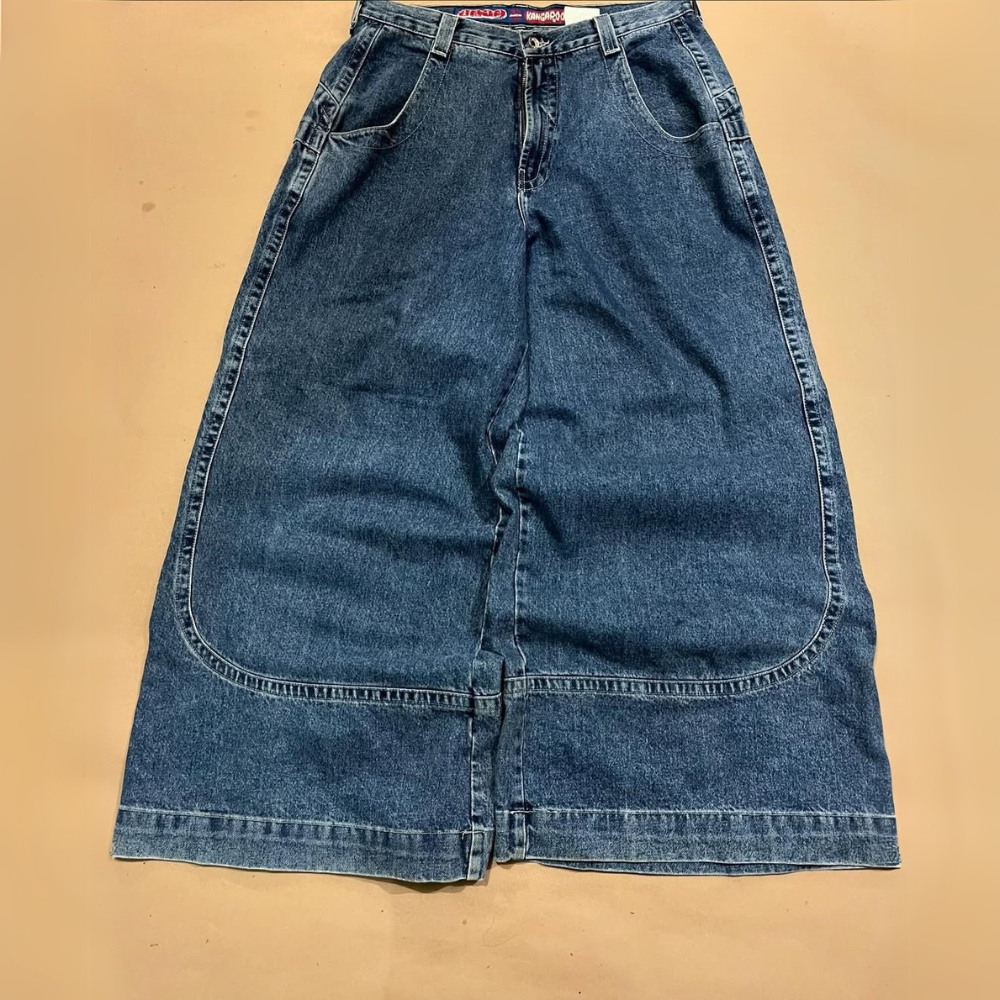 BAGGOUT Vintage y2k jeans Kangaroo men and women Harajuku casual embroidered straight