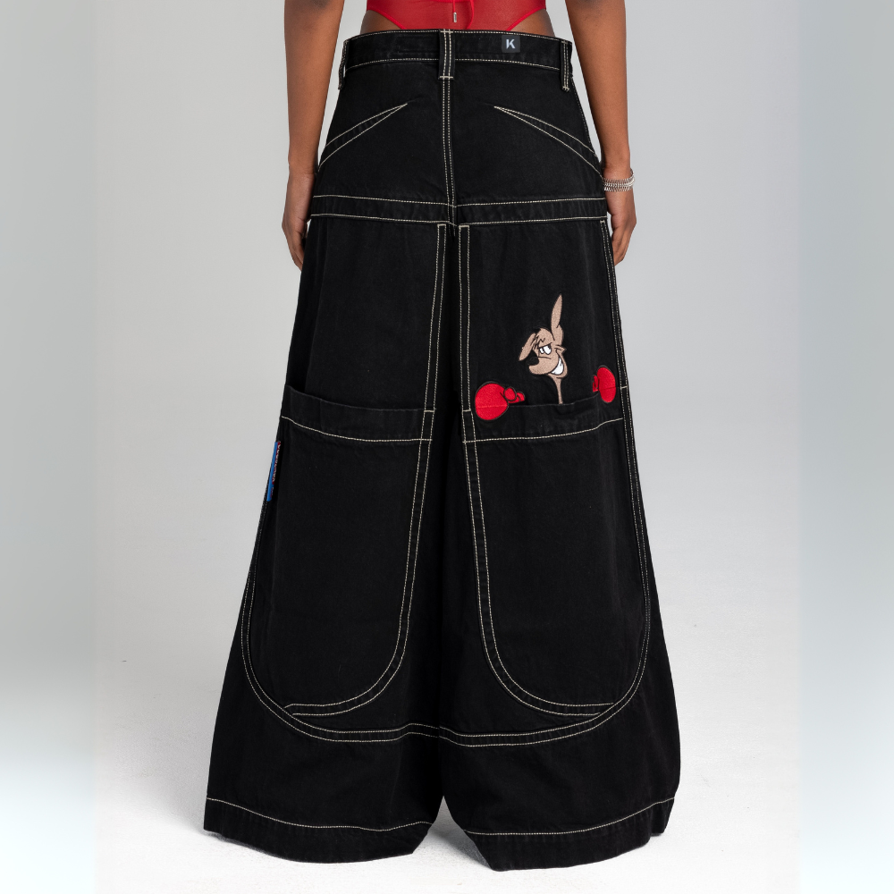 BAGGOUT Vintage y2k jeans Kangaroo men and women Harajuku casual embroidered straight