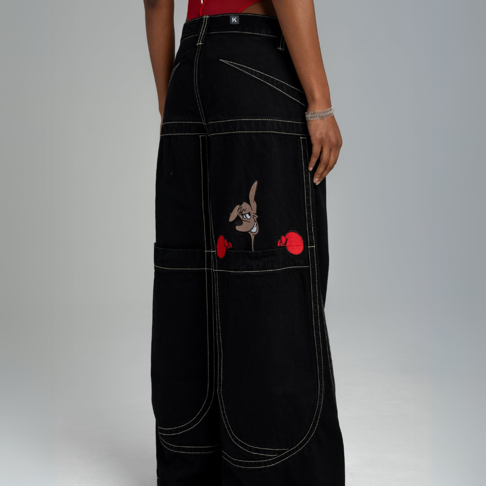 BAGGOUT Vintage y2k jeans Kangaroo men and women Harajuku casual embroidered straight