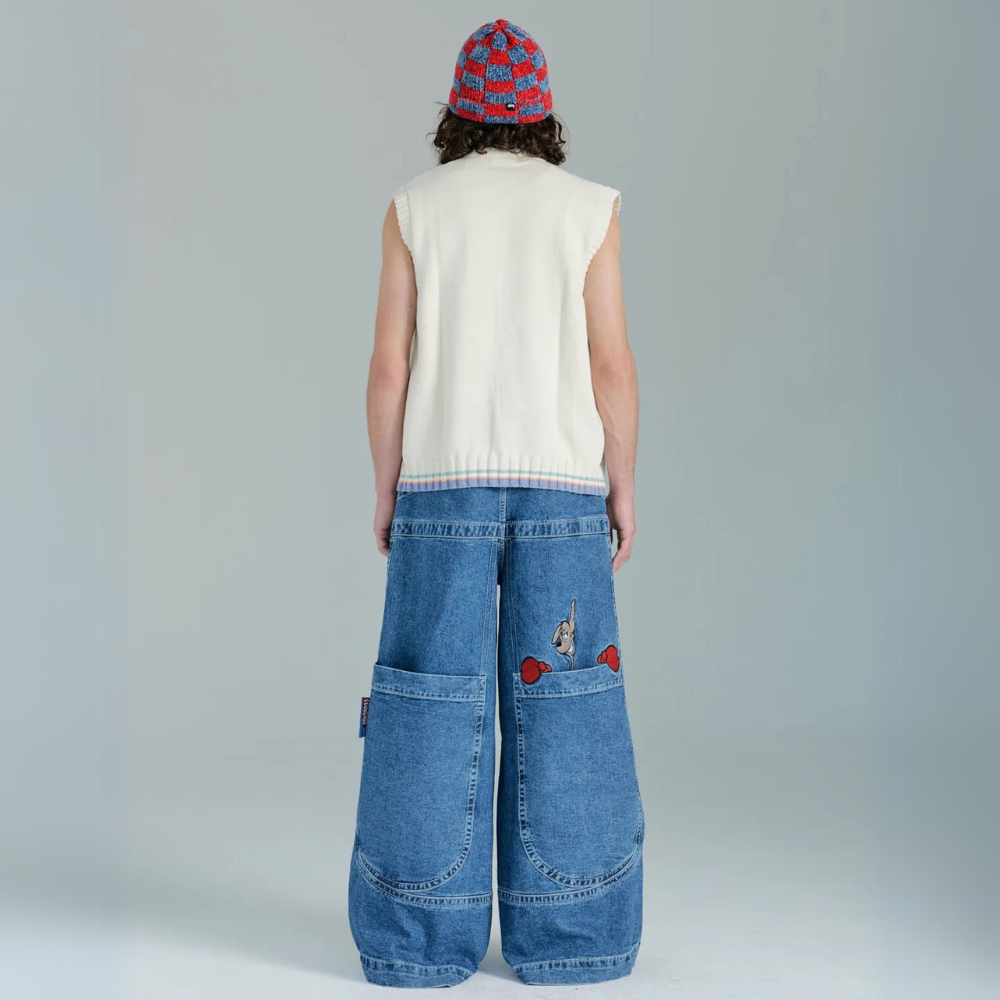 BAGGOUT Vintage y2k jeans Kangaroo men and women Harajuku casual embroidered straight