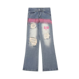 Art In War Embroidered Bullet Jeans