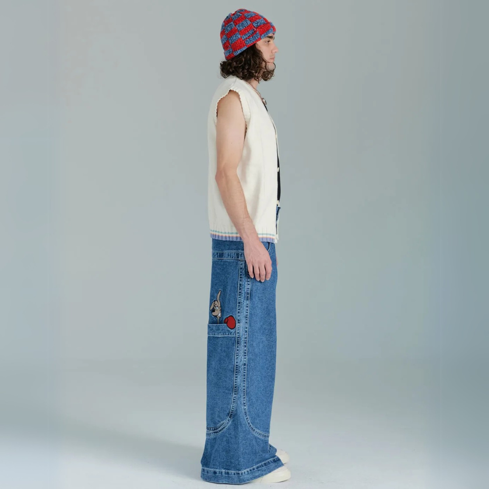 BAGGOUT Vintage y2k jeans Kangaroo men and women Harajuku casual embroidered straight
