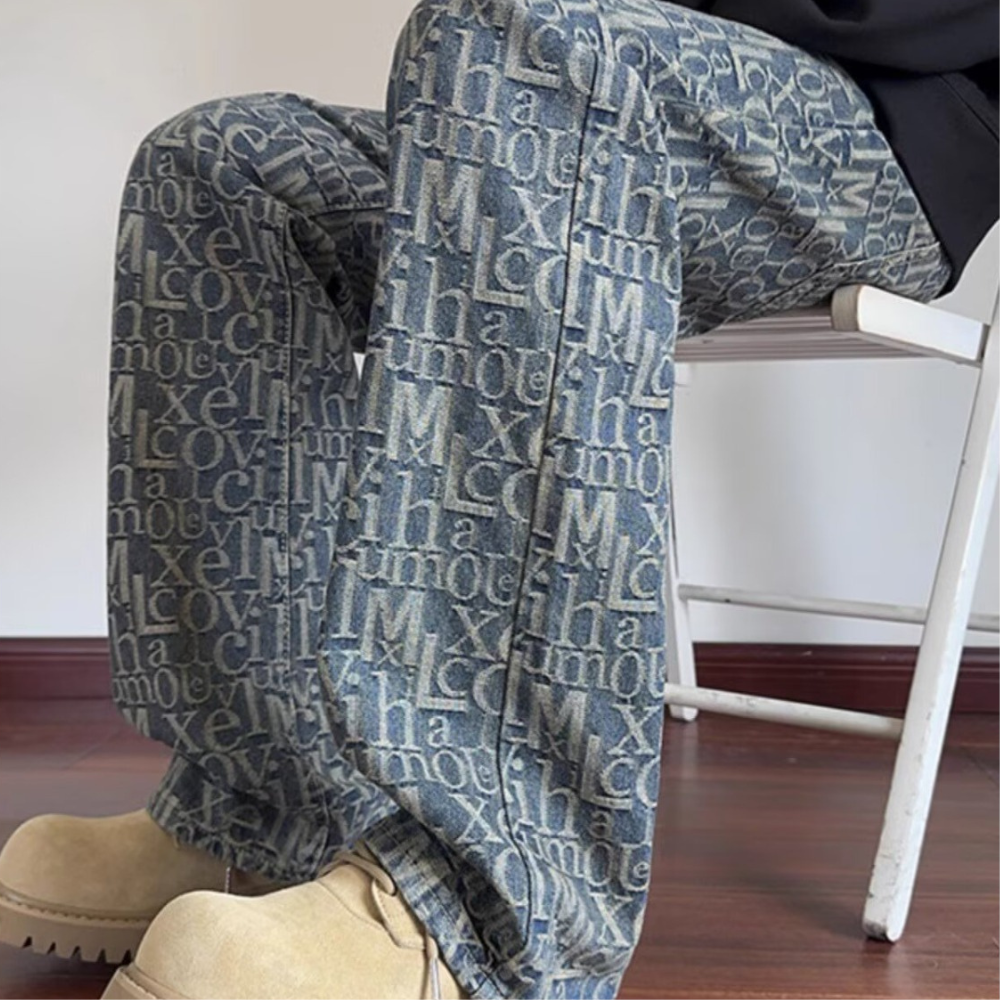 Unseen Echoes Typo Drift Denim Jeans