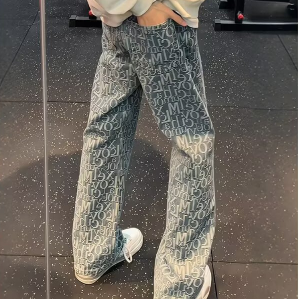 Unseen Echoes Typo Drift Denim Jeans