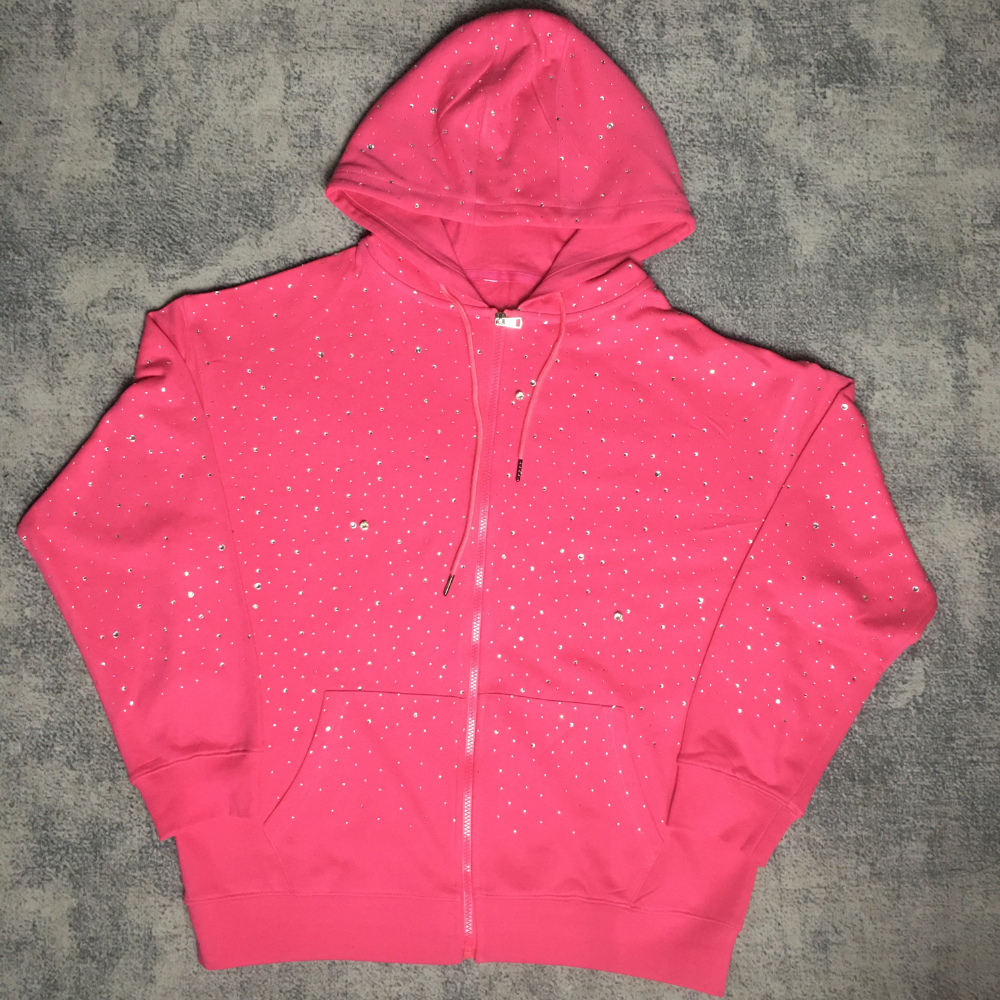 LoopStone Rhinestone Pink All Over Hoodie