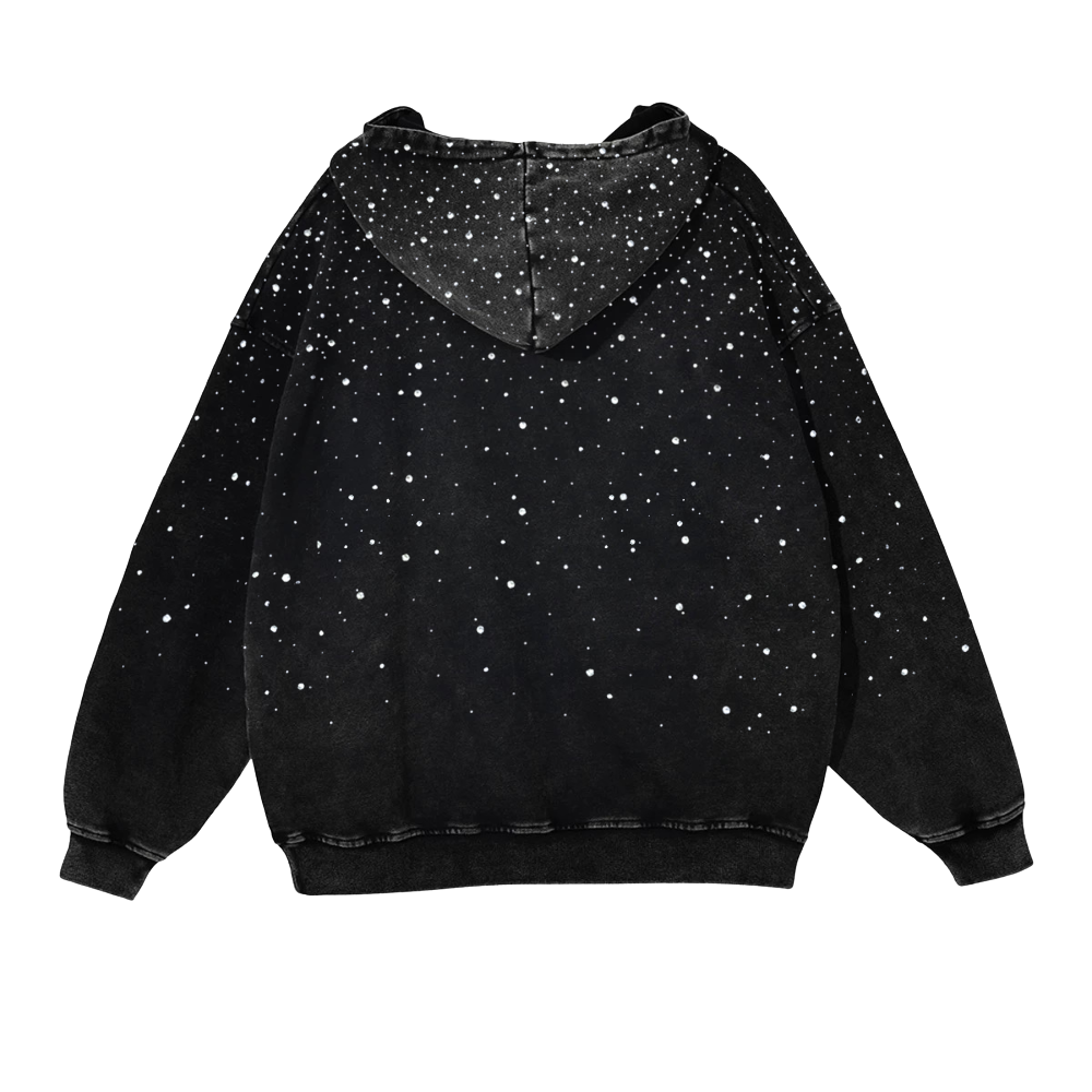LoopStone Luxury® Rhinestone Hoodie – 400g Cotton Shine Drop