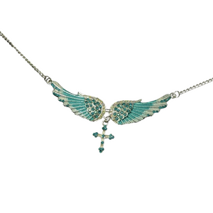 LoopStone Heaven's Wings Pendant – Angel Cross Necklace
