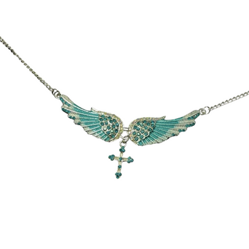 LoopStone Heaven's Wings Pendant – Angel Cross Necklace