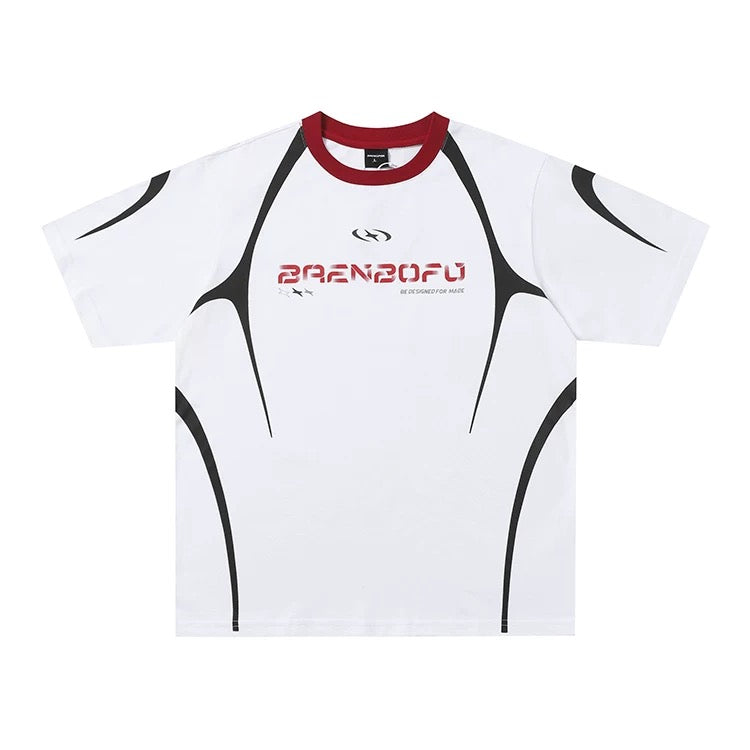 Evokyn Black White Futuristic Techwear Jersey T-Shirt