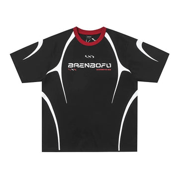 Evokyn Black White Futuristic Techwear Jersey T-Shirt