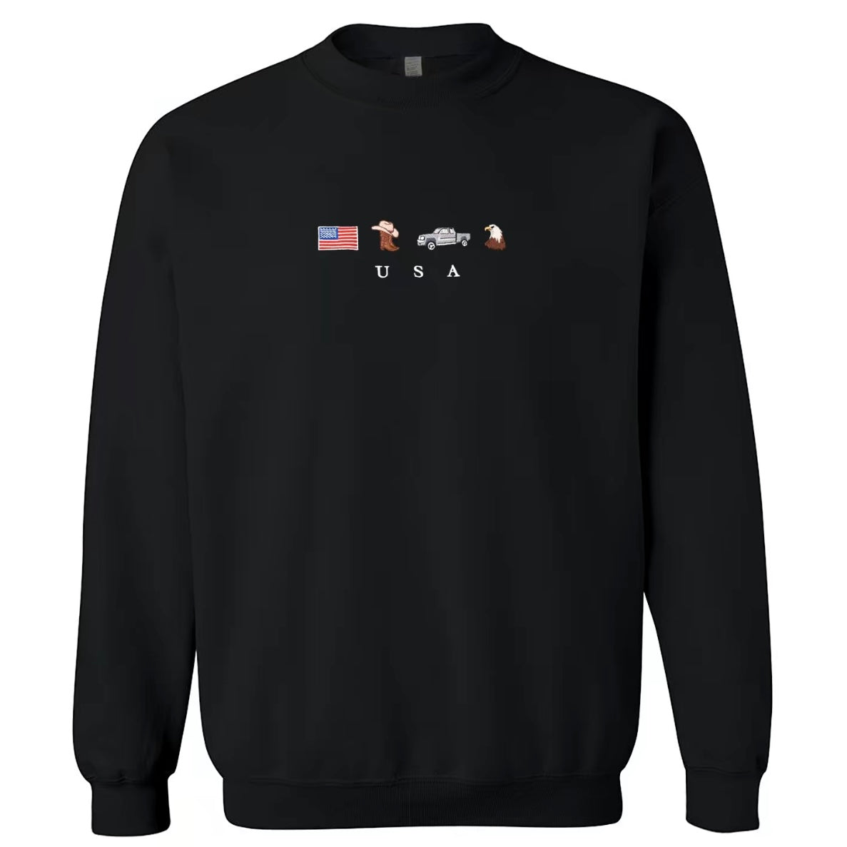 Embroidered Sweatshirt with USA Icons