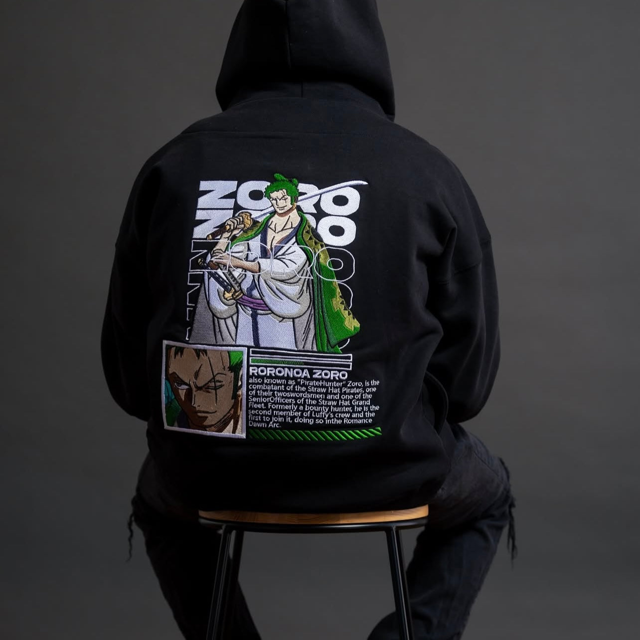 Evokyn Embroidered Roronoa Zoro Hoodie