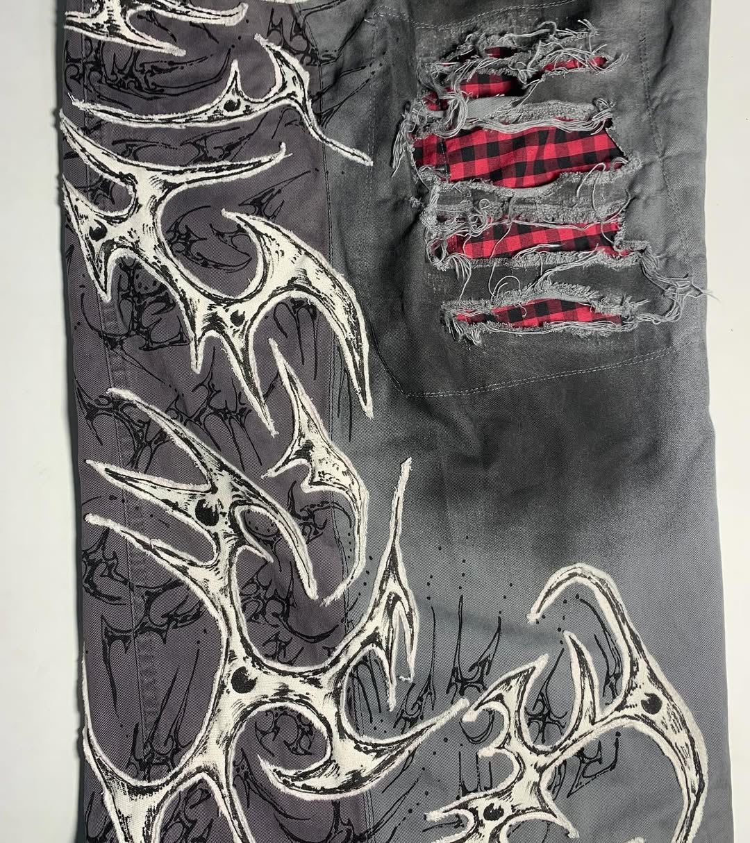 Y2K Distressed Skull Cross Baggy Pants