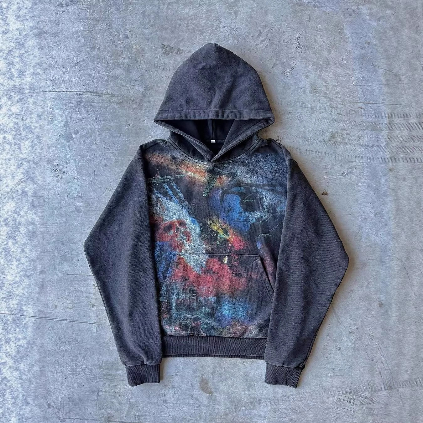AOKLOK® Distressed Graphic Hoodie – Dark Street Edition