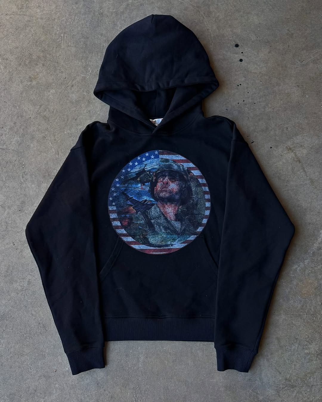 Vintage Soldier Graphic Hoodie – Washed Streetwear Pullover (Unisex)