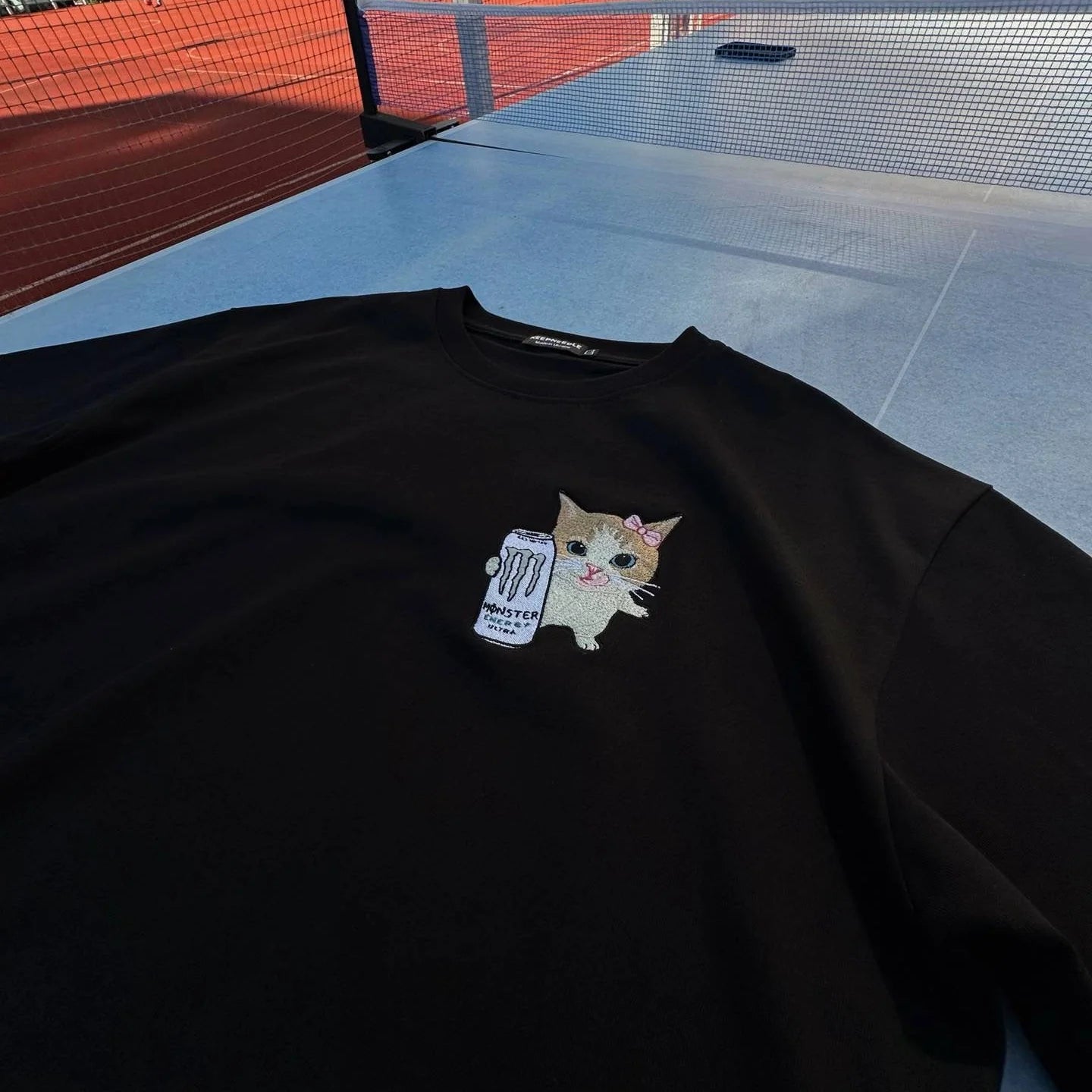 Aoklok & Evokyn Meowster Energy T-shirt Sweatshirt Hoodie（Black）
