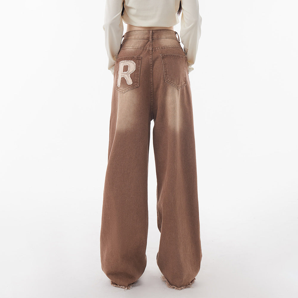 Vintage Lightning Patch Straight Leg Jeans