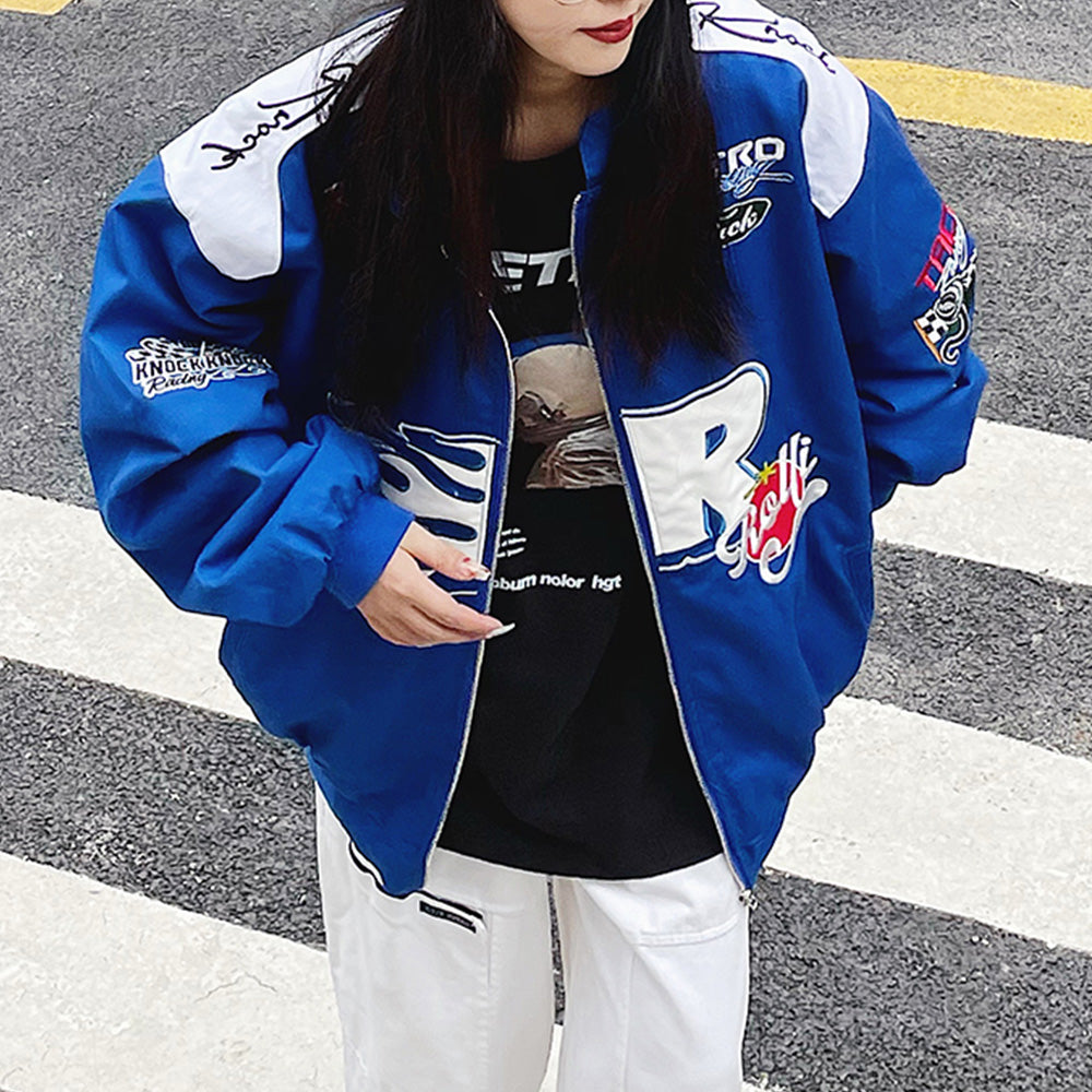Hip Hop Flame Letter Jacket