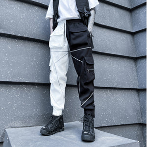 Reflective Line Black-White Cargo Pants