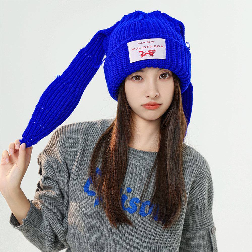 Street Solid Color Rabbit Knitted Hat