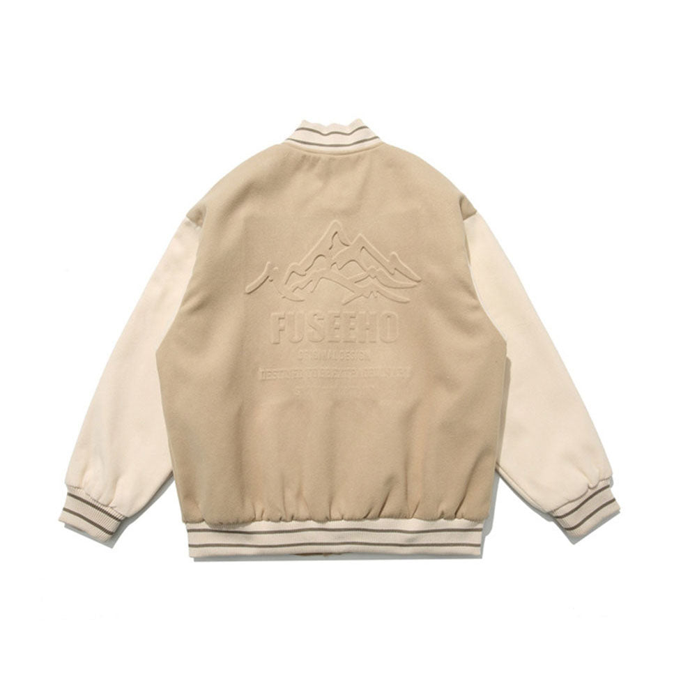 Simple Patchwork Suede Baseball Jacket