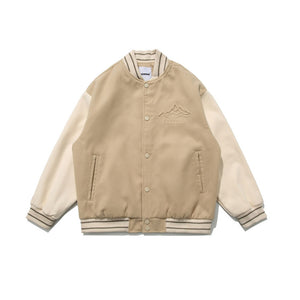 Simple Patchwork Suede Baseball Jacket