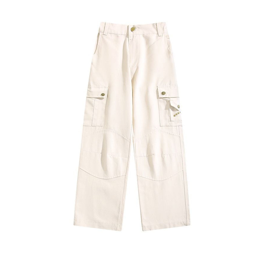 Solid Color Patchwork Cargo Pants