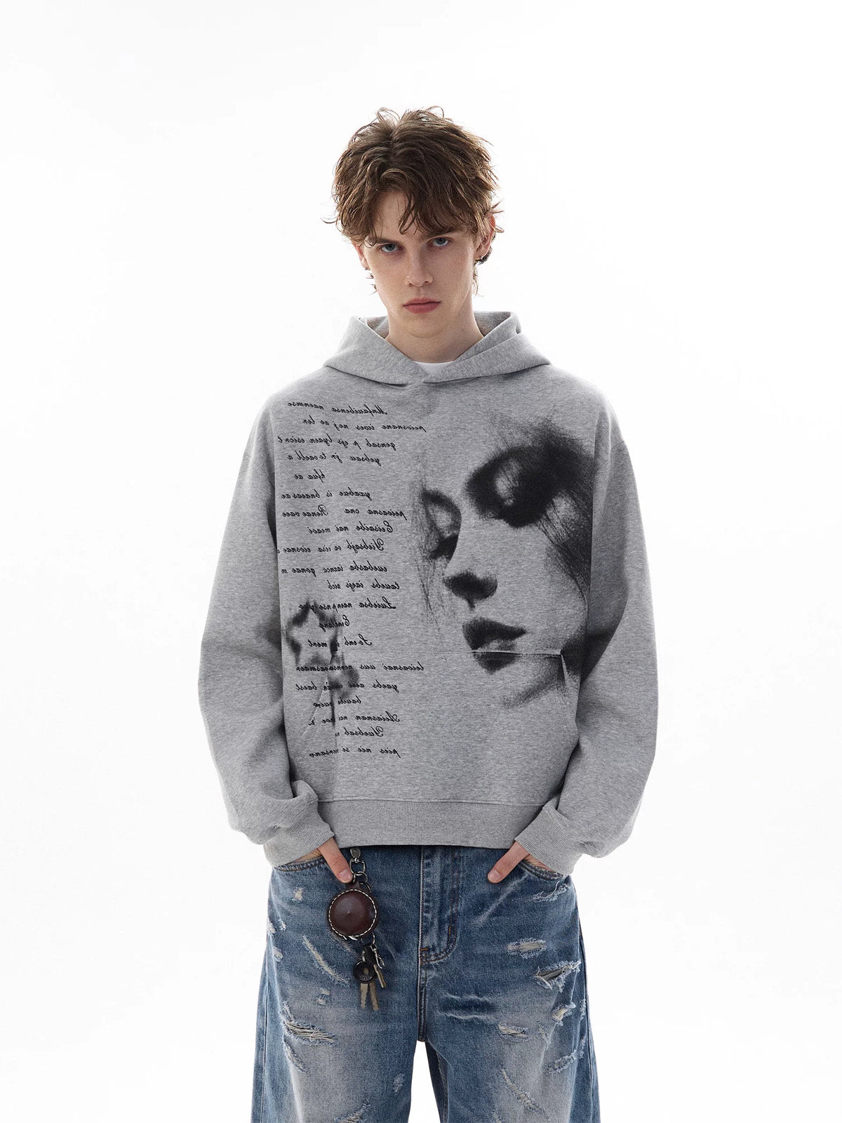 AokLok sketch portrait hoodie, detail