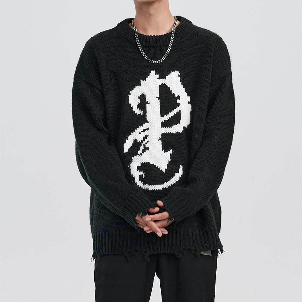 High Street Pattern Distressed Sweater